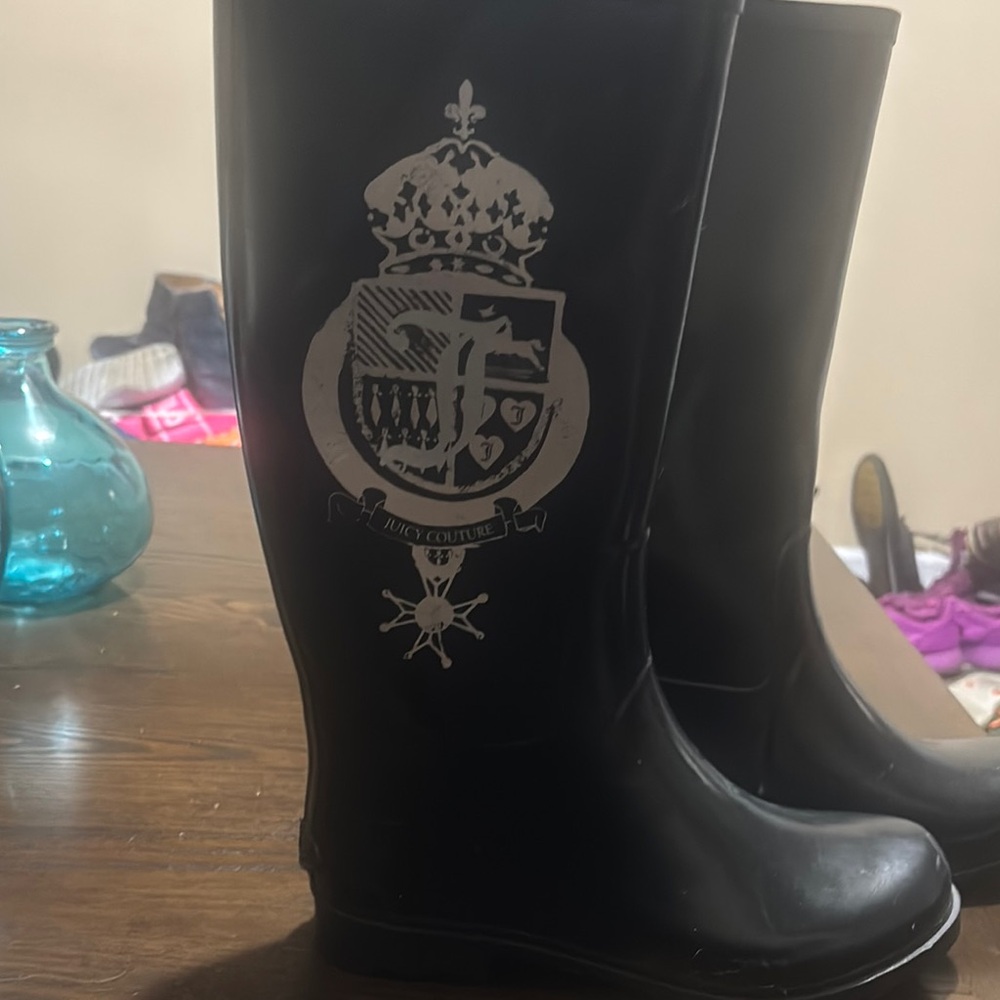 Juicy Couture Black Boots with Silver Logo
